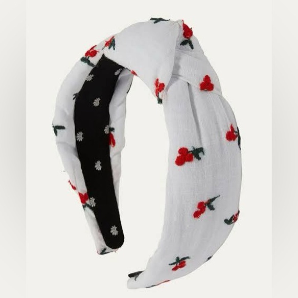 Lele Sadoughi Cherry Embroidered Headband - White and red